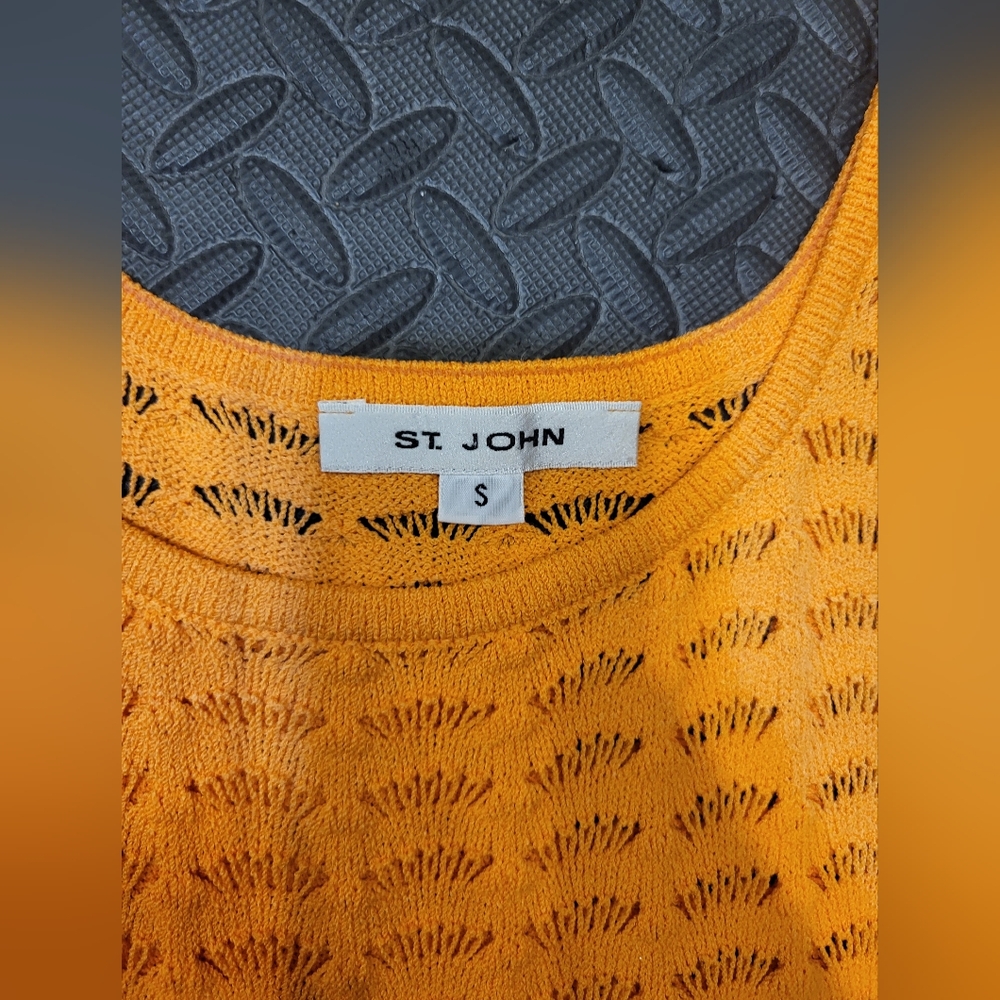 St. John Orange Two Piece Knit Skirt Set Size S / 2 - Picture 9 of 10